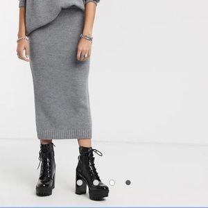 ASOS DESIGN knitted midi skirt gray sz2